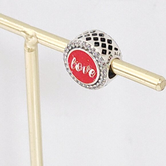 Pandora Aruba Love Glitter Red Bead Charm Bracelet Pendant S925 Silver with box - Picture 5 of 5